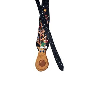 Novelty Christmas Tie Holidays Save the Children Reindeer‎ Polka Dot Fun